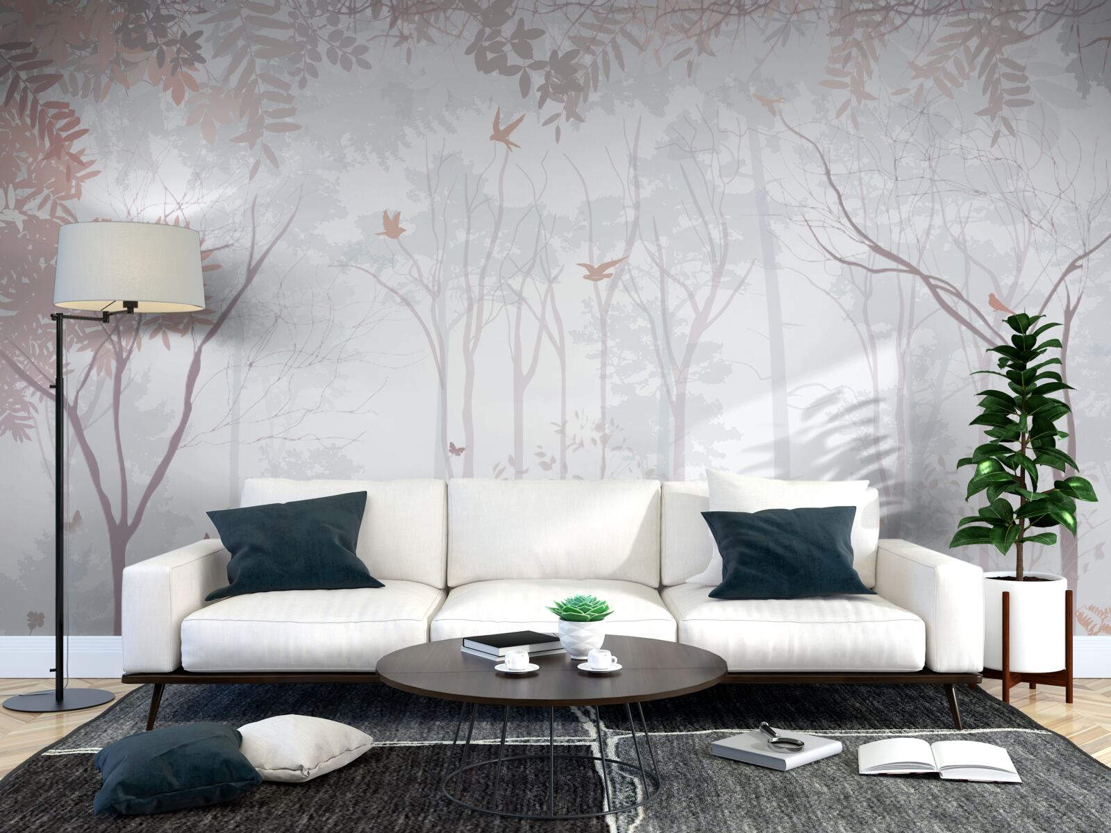 Fotobehang mistig bos op een herfstochtend