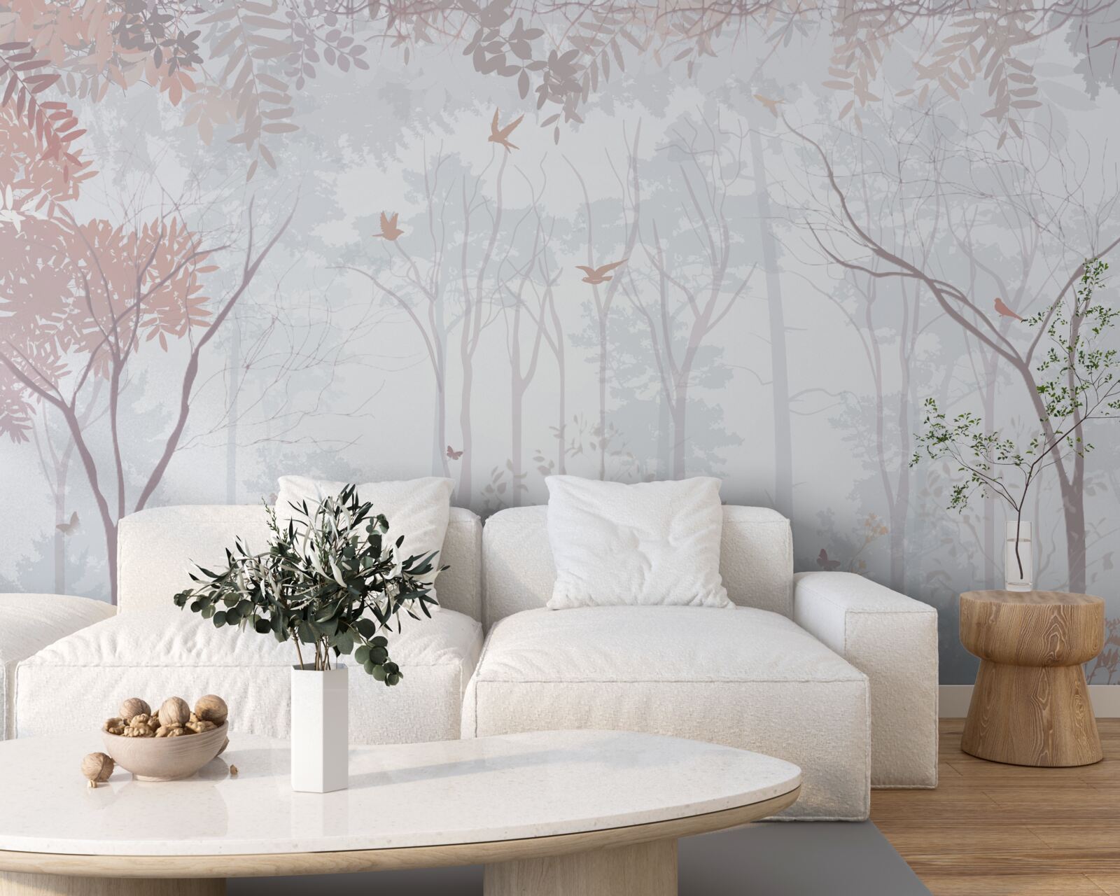 Fotobehang mistig bos op een herfstochtend