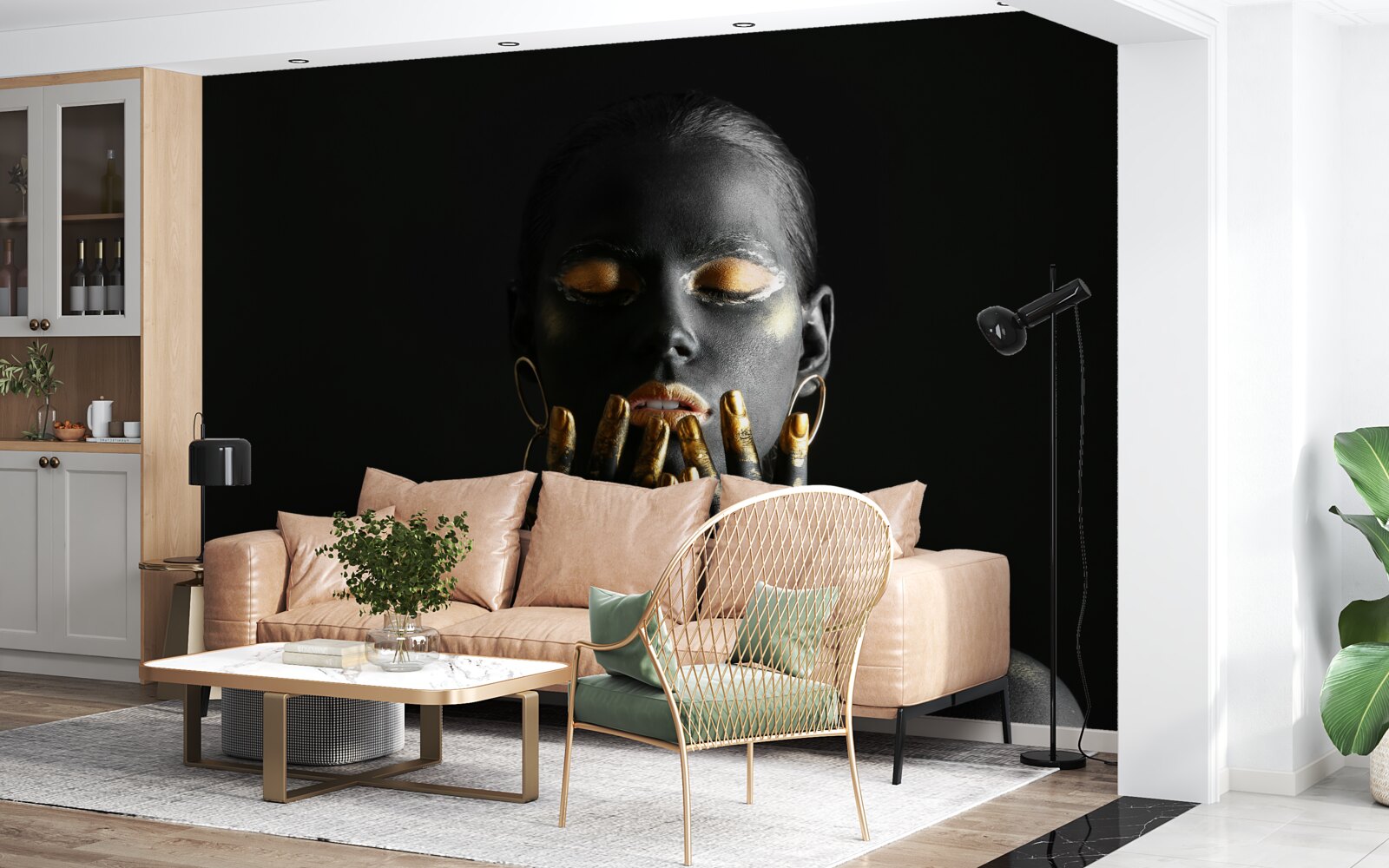 Fotobehang vrouw met gebalde lippen