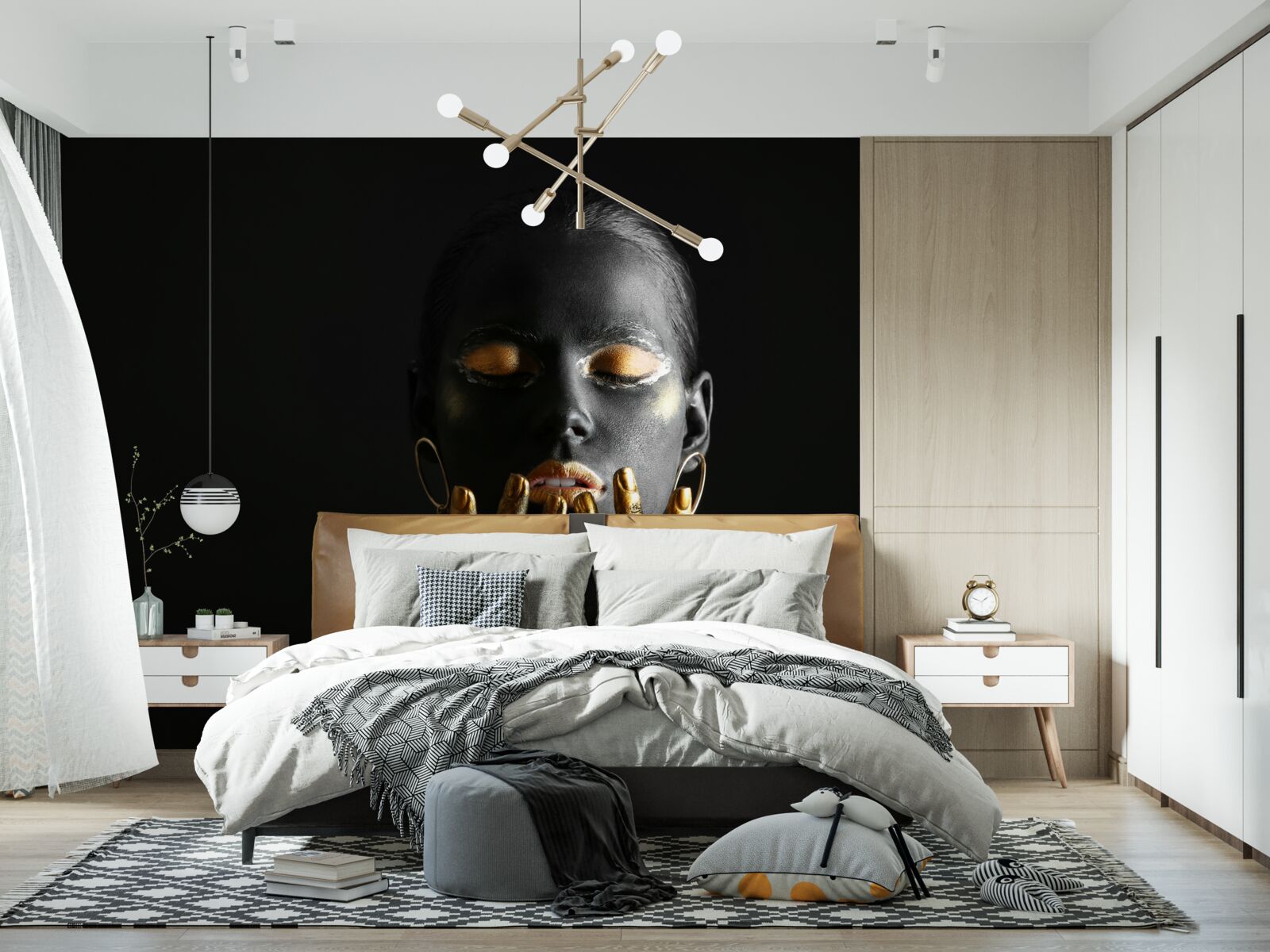 Fotobehang vrouw met gebalde lippen