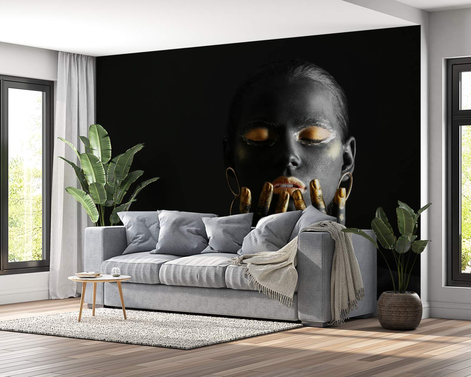 Fotobehang vrouw met gebalde lippen