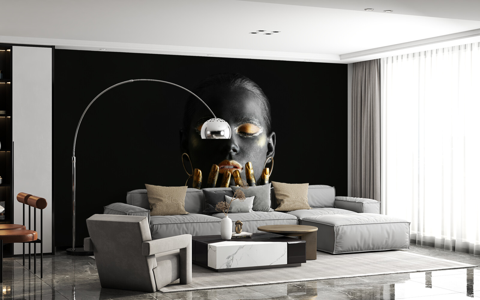 Fotobehang vrouw met gebalde lippen