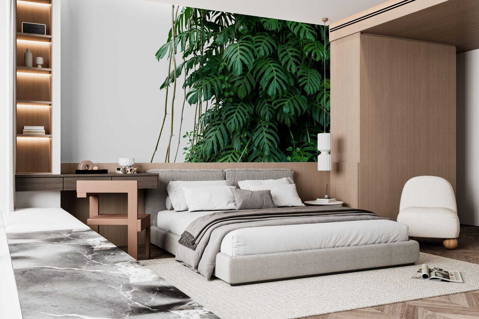 Fotobehang dicht monsterablad in groentinten