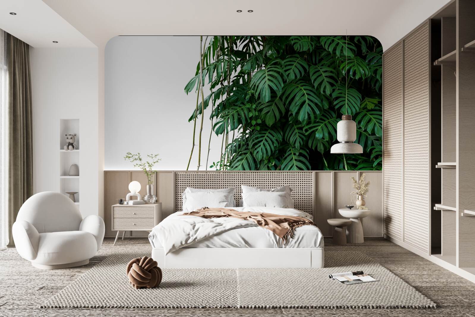 Fotobehang dicht monsterablad in groentinten