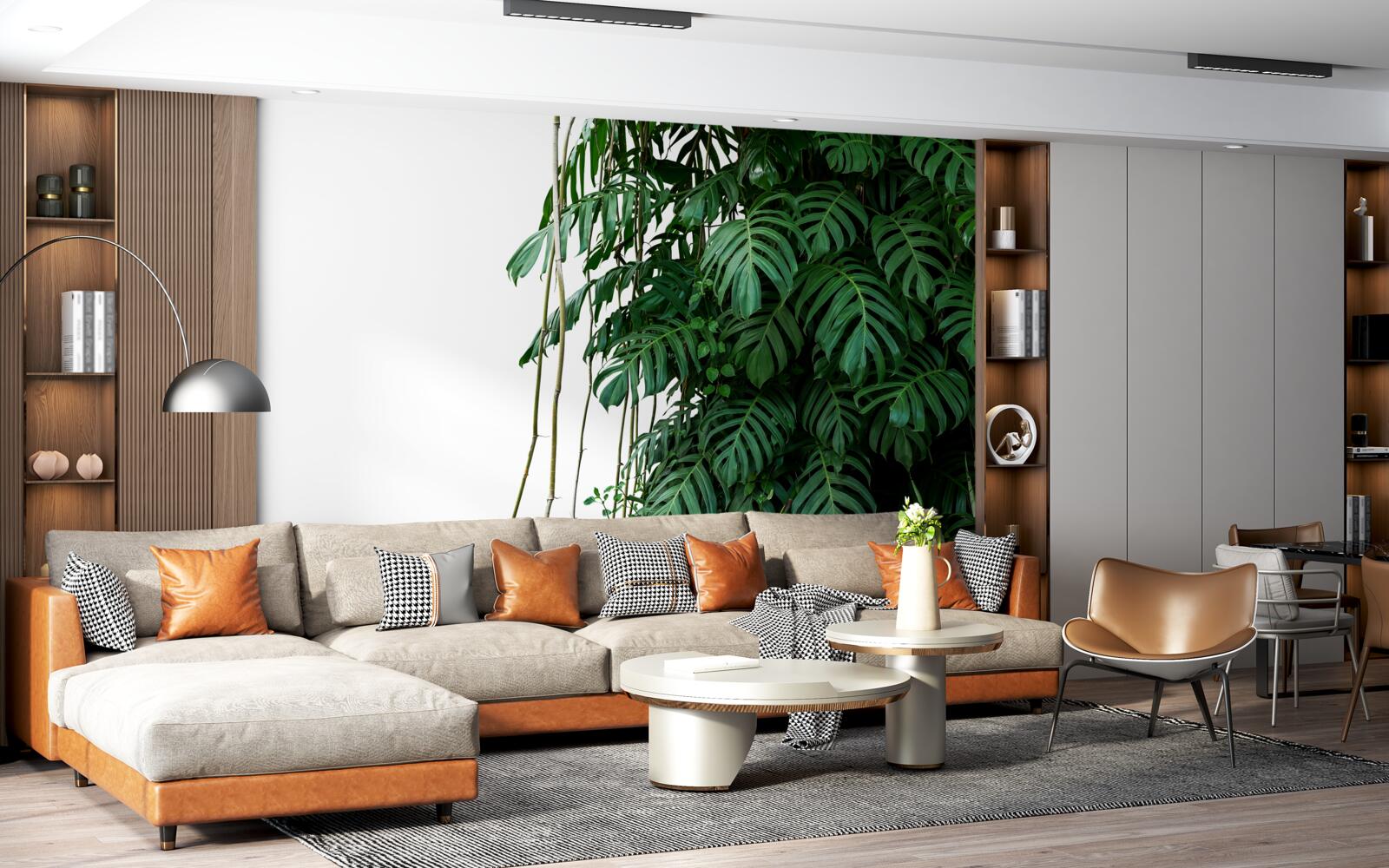 Fotobehang dicht monsterablad in groentinten