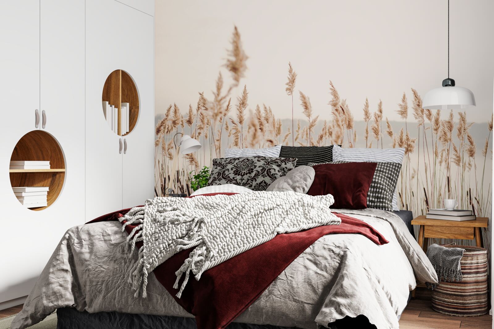 Fotobehang mistig riet in de herfst