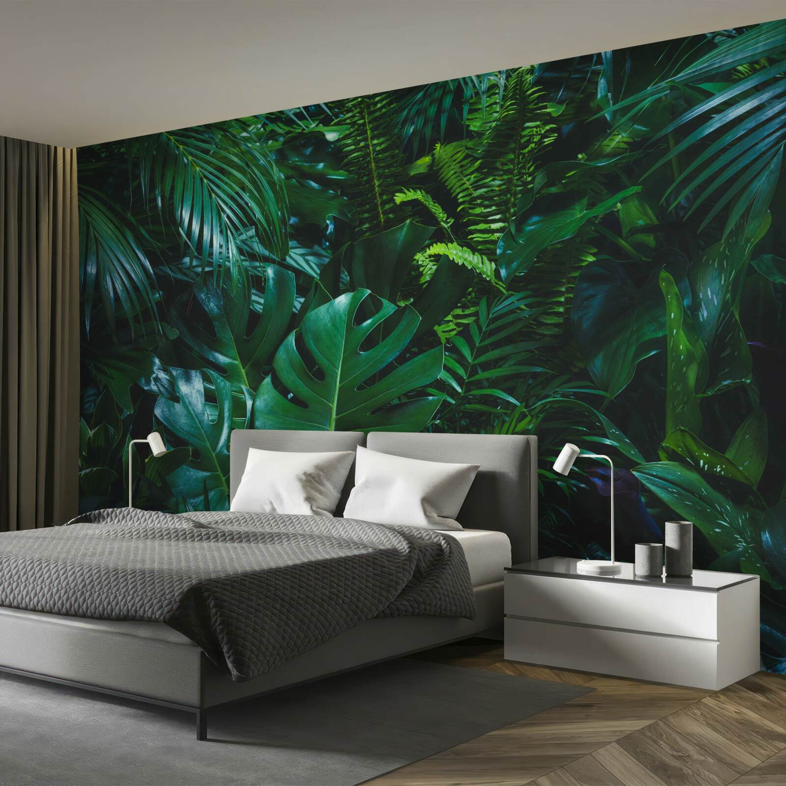 Fotobehang de tropen zijn bedekt met weelderige groene flora