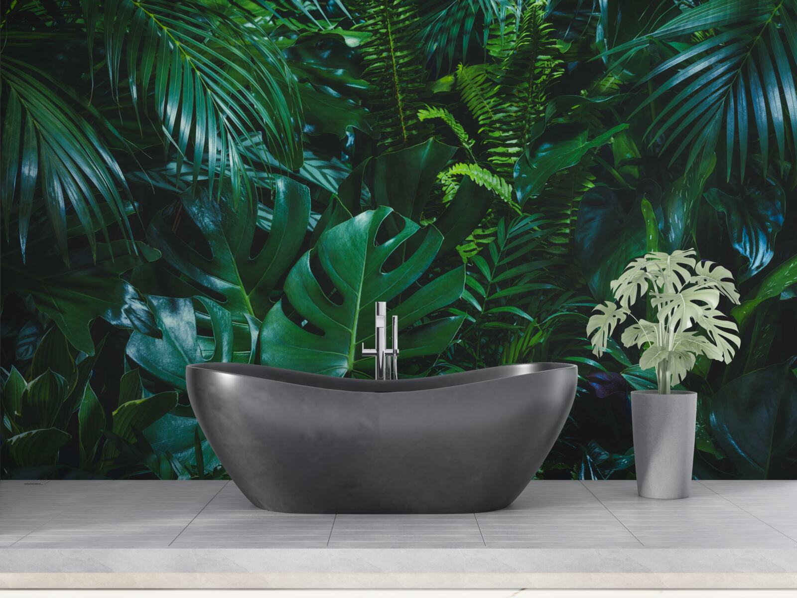 Fotobehang de tropen zijn bedekt met weelderige groene flora