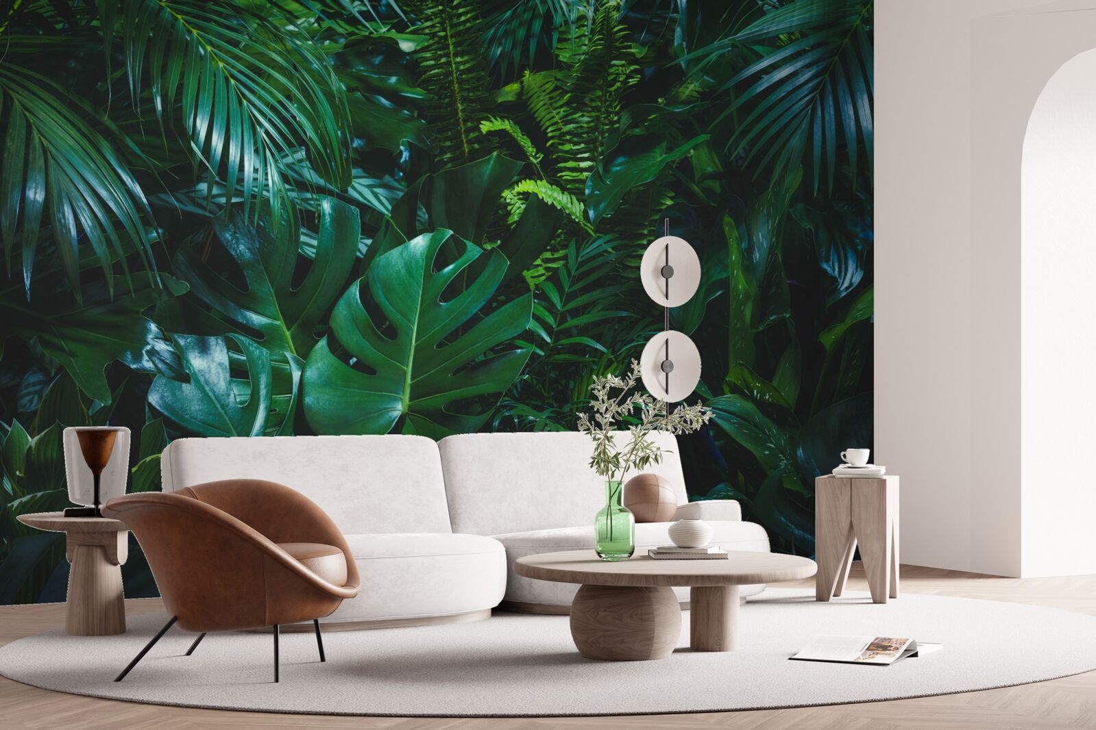 Fotobehang de tropen zijn bedekt met weelderige groene flora