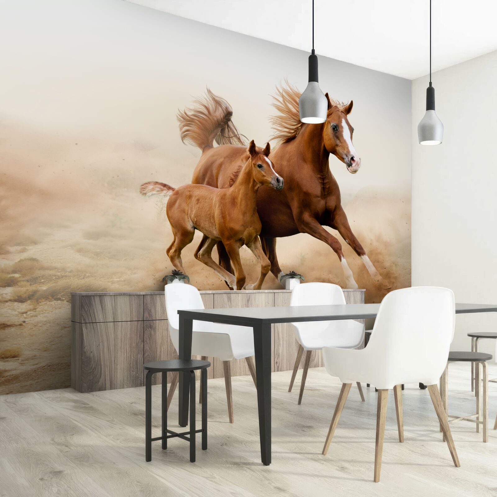 Fotobehang bronzen hengstenraces