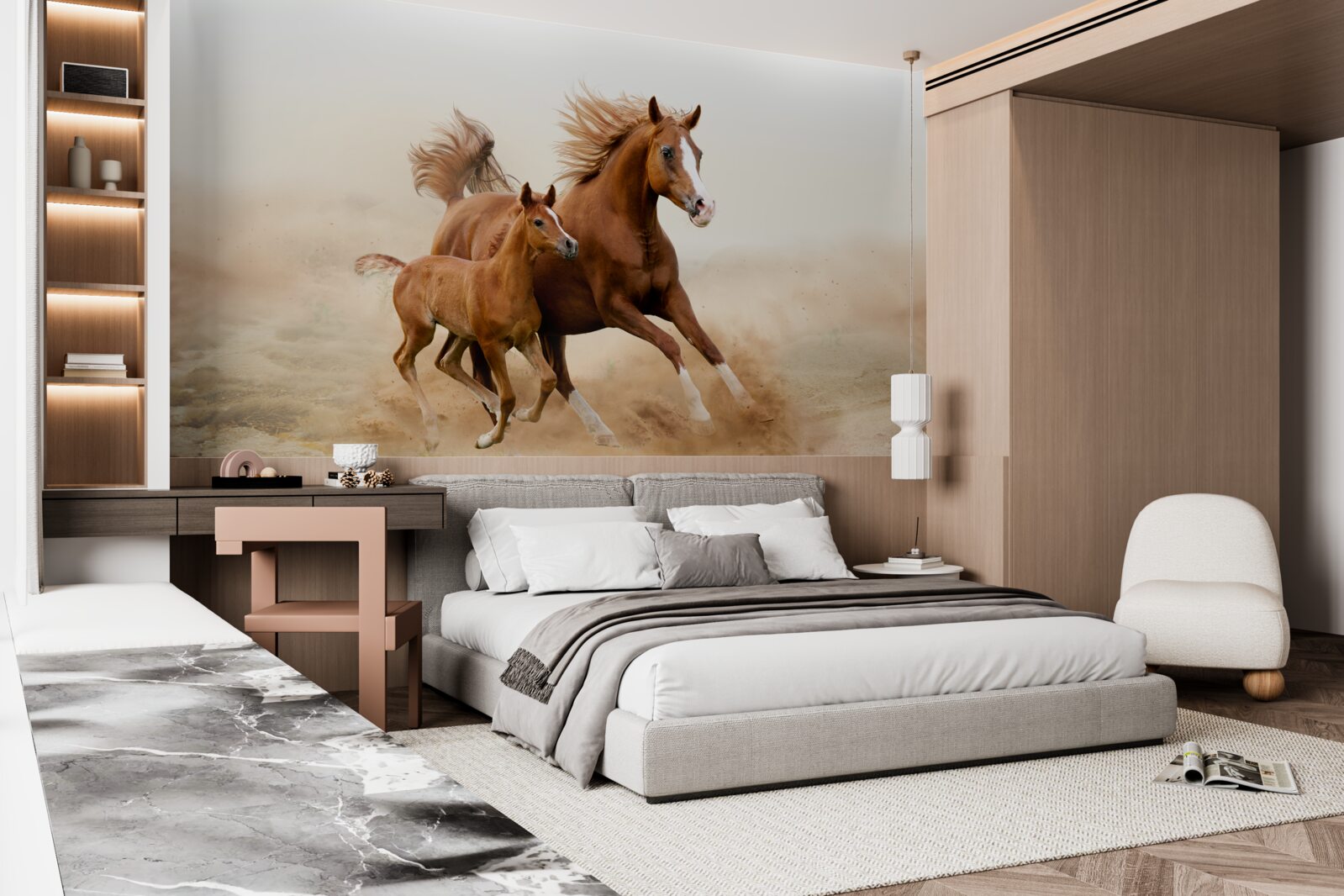 Fotobehang bronzen hengstenraces