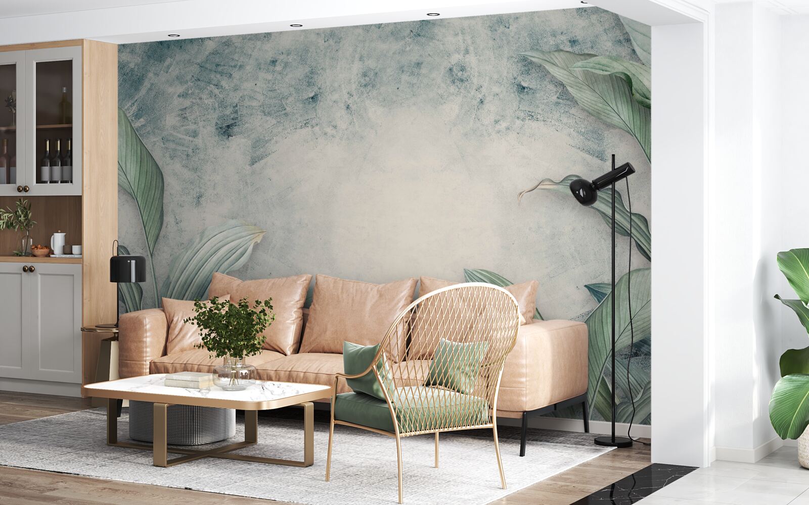 Fotobehang mistige waas omringt tropische planten