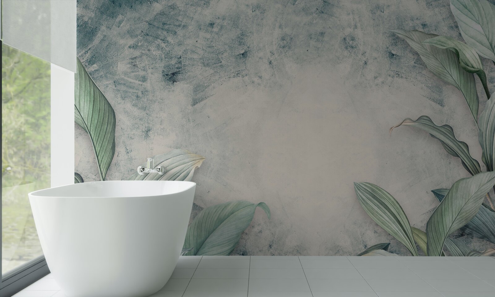 Fotobehang mistige waas omringt tropische planten