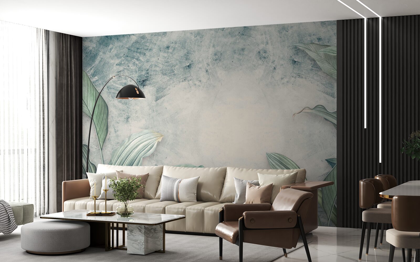 Fotobehang mistige waas omringt tropische planten