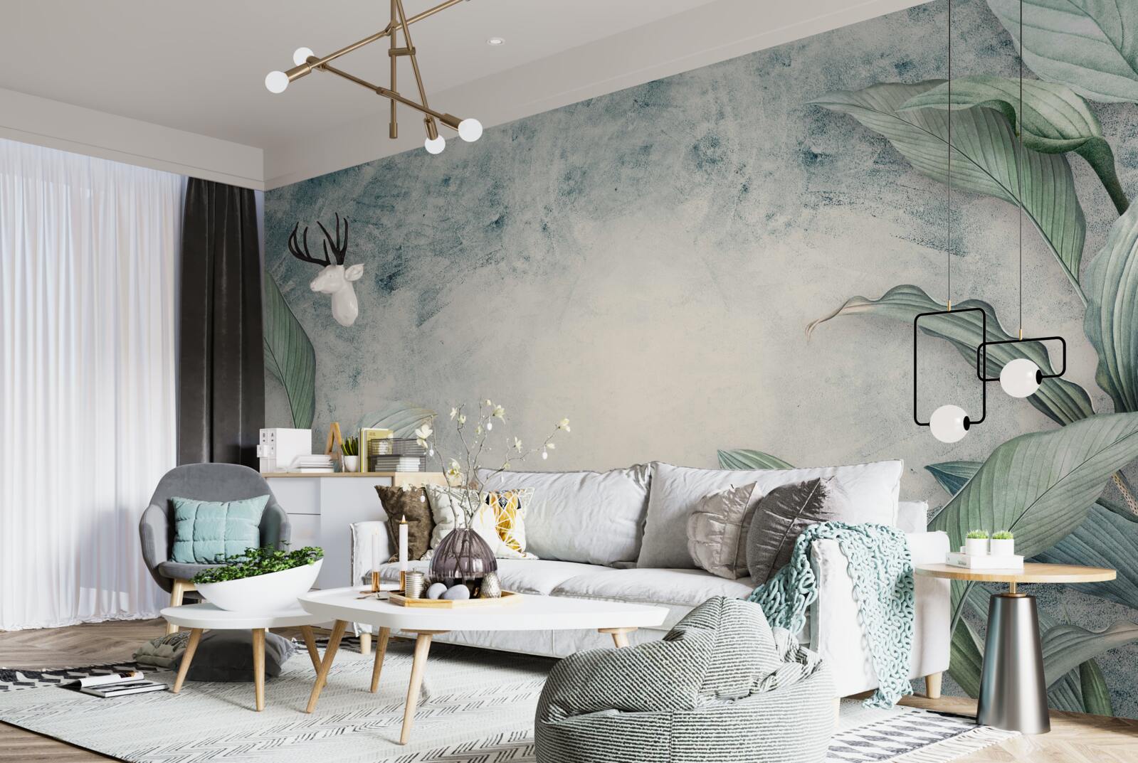 Fotobehang mistige waas omringt tropische planten