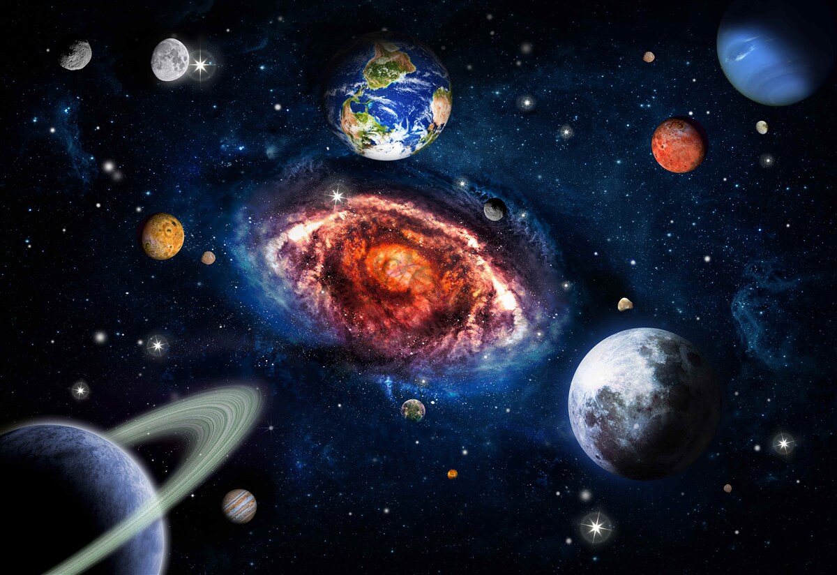 Fotobehang het sterrenstelsel dient als roterend veld voor kosmische objecten