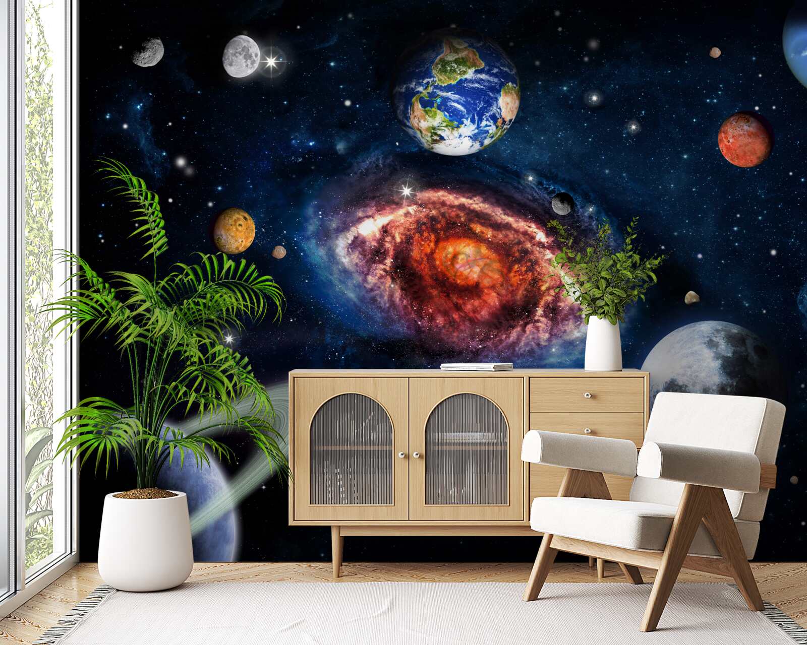 Fotobehang het sterrenstelsel dient als roterend veld voor kosmische objecten