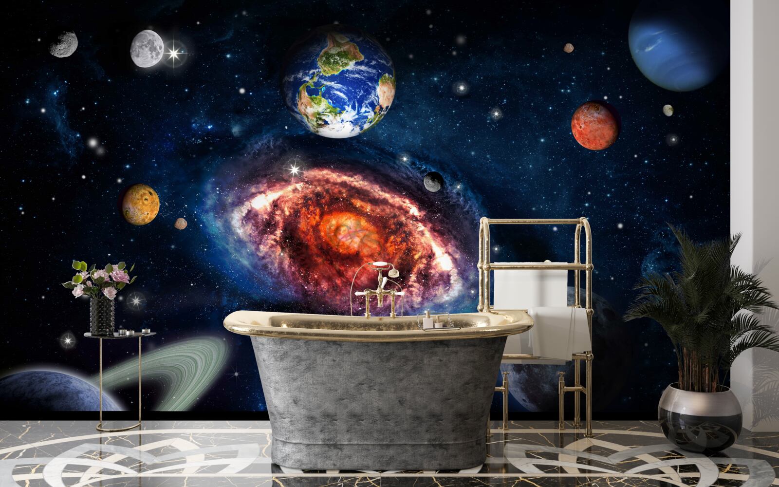 Fotobehang het sterrenstelsel dient als roterend veld voor kosmische objecten