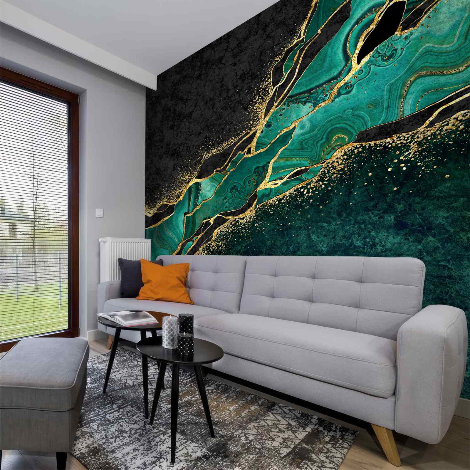 Fotobehang ondoordringbare diepten van de zee, geschilderd in smaragdgroene tinten