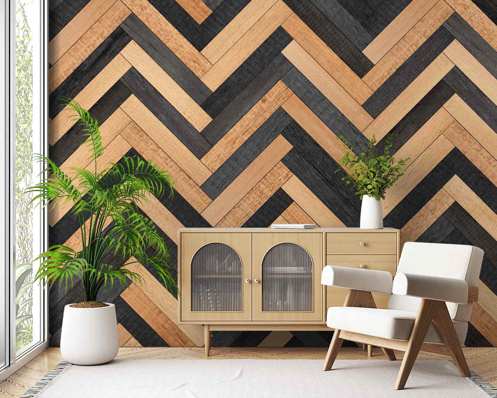 Fotobehang parket in lichte en donkere tinten