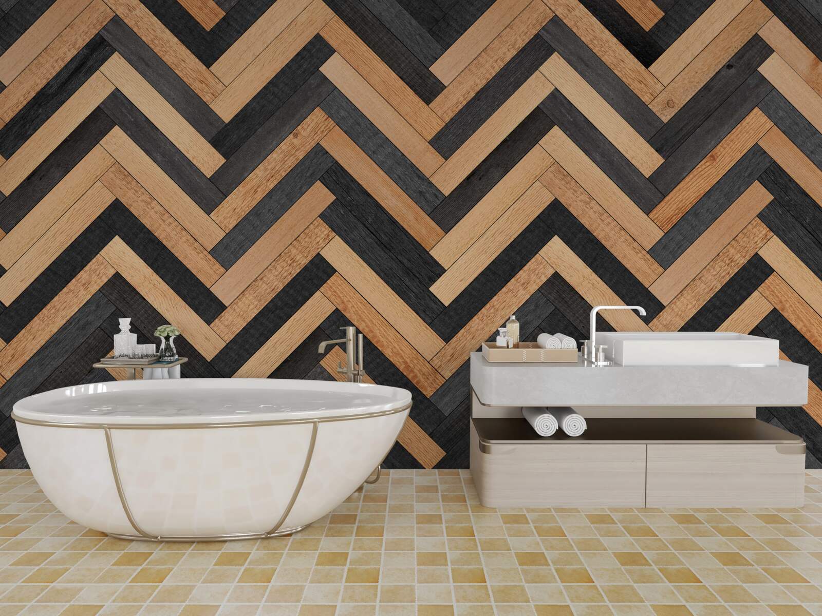 Fotobehang parket in lichte en donkere tinten