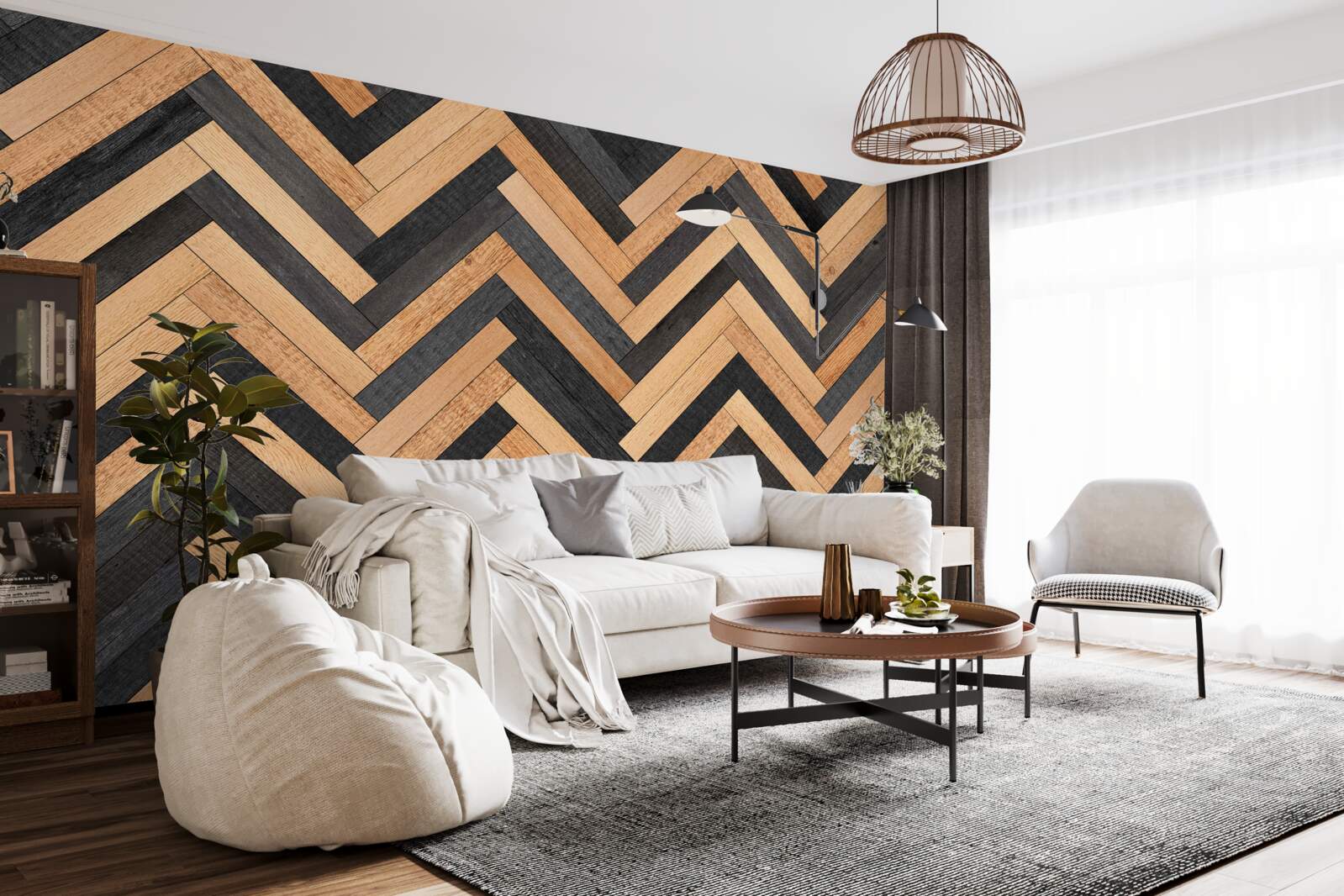 Fotobehang parket in lichte en donkere tinten