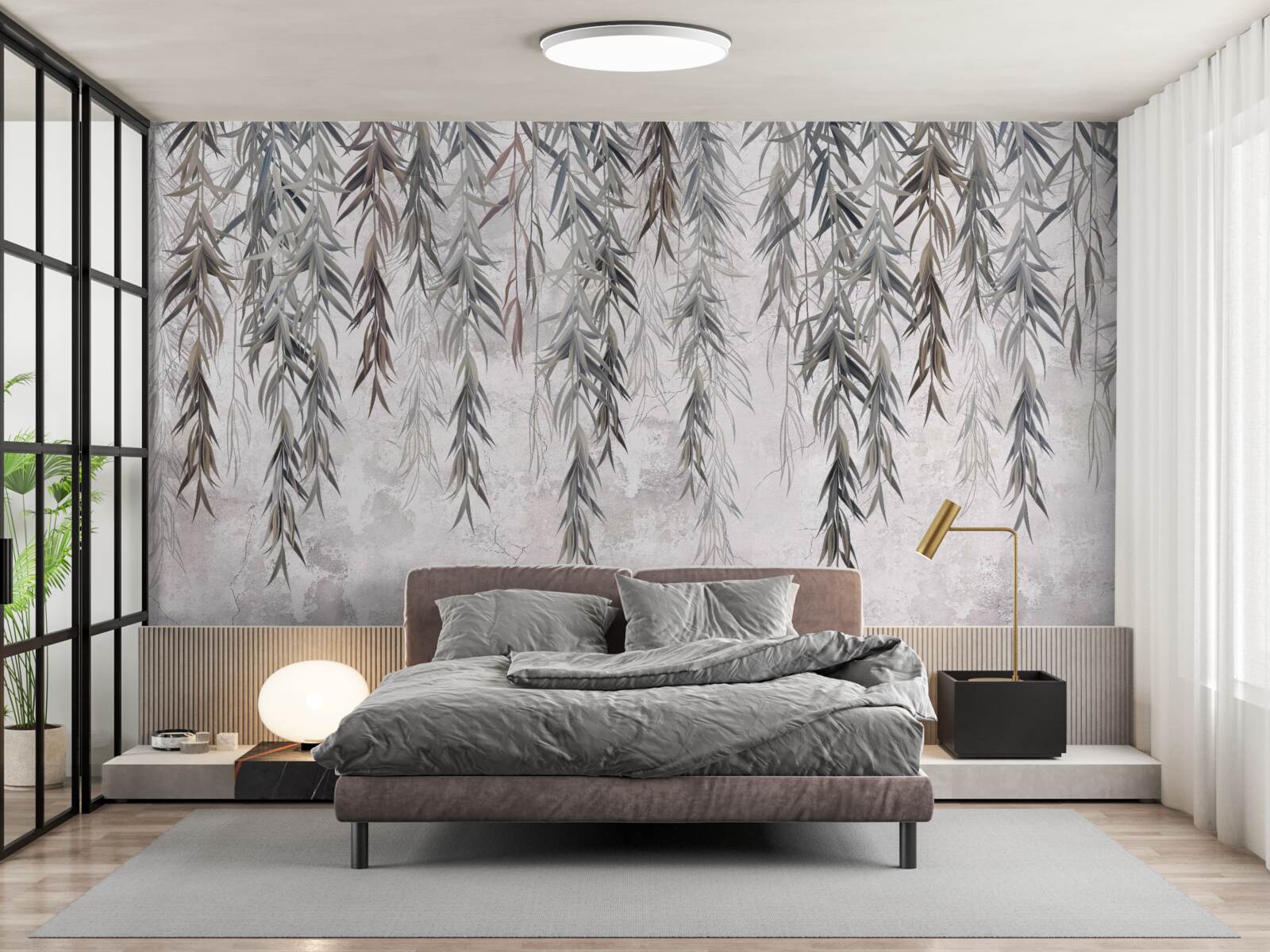 Fotobehang wilgenbladeren in de herfst