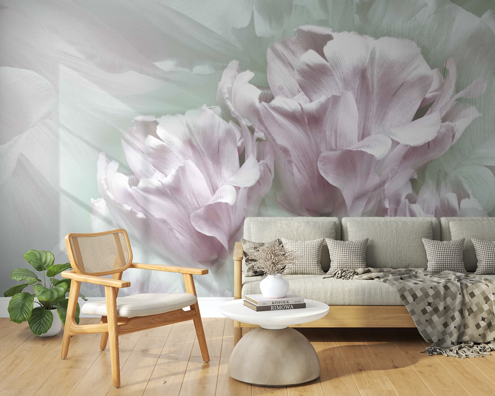 Fotobehang prachtige, grote, witviolette bloemen