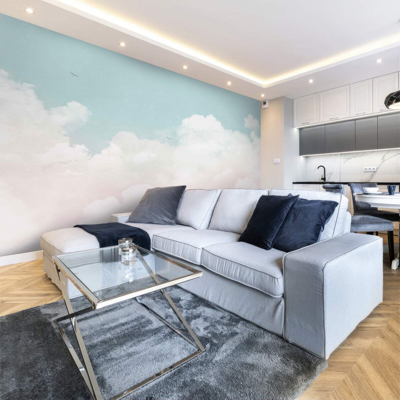 Fotobehang dikke melkachtige wolken