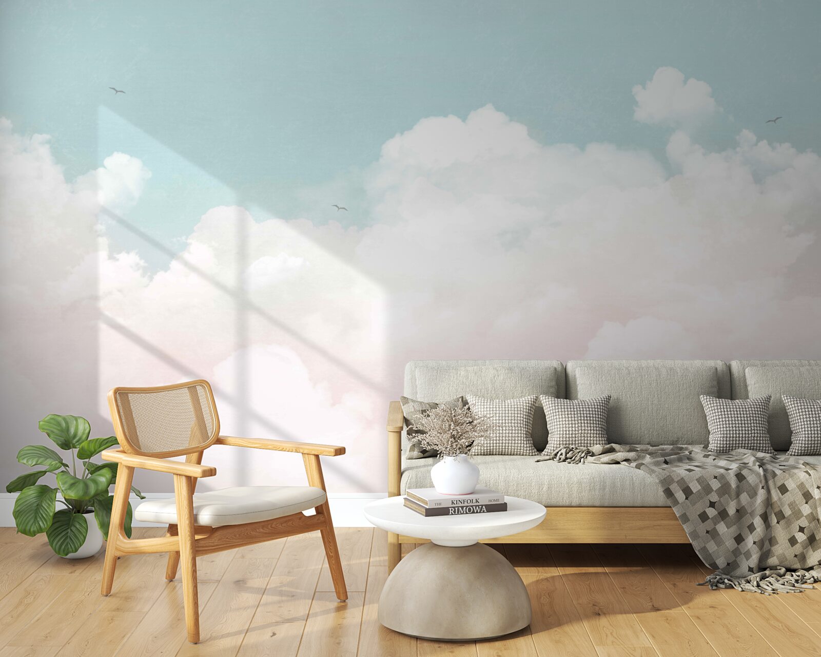 Fotobehang dikke melkachtige wolken