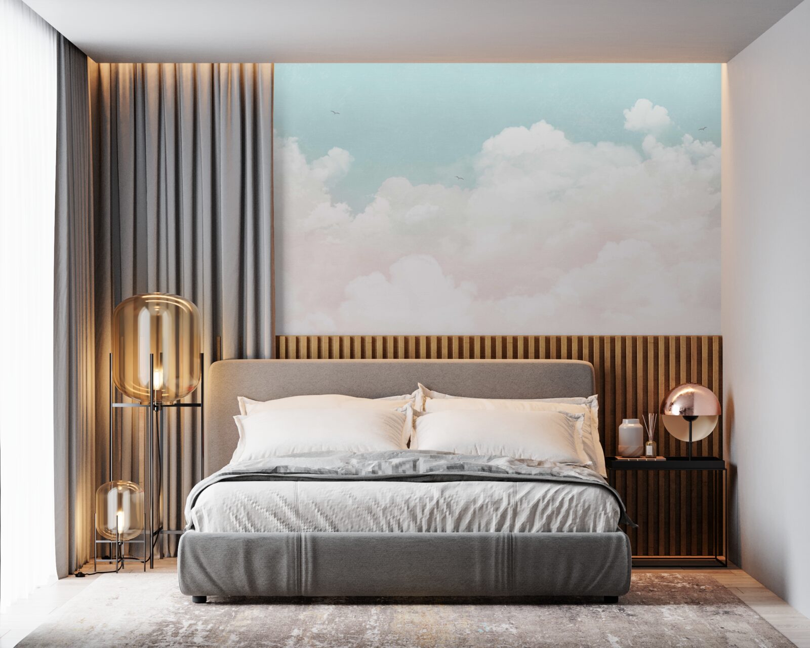 Fotobehang dikke melkachtige wolken