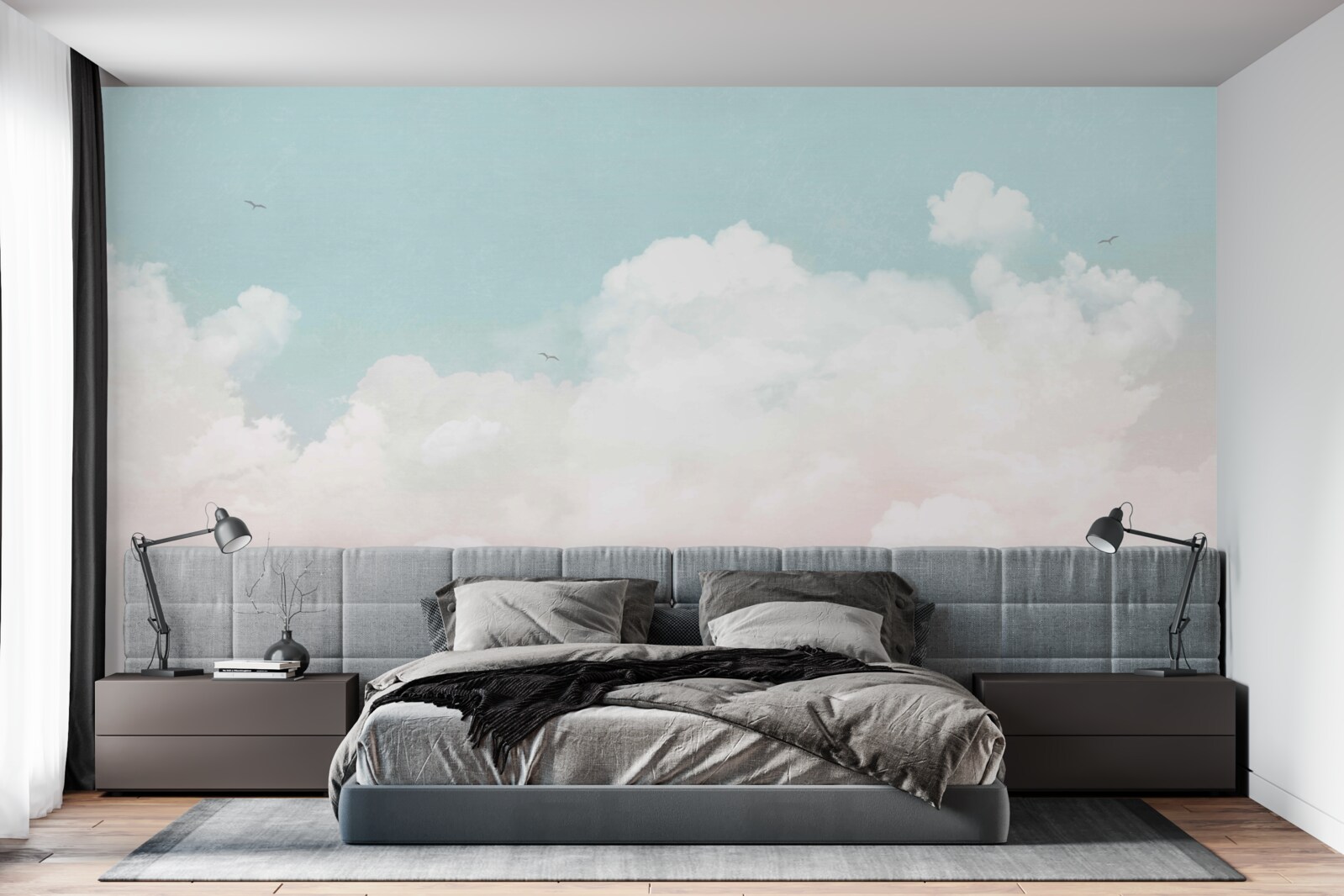 Fotobehang dikke melkachtige wolken