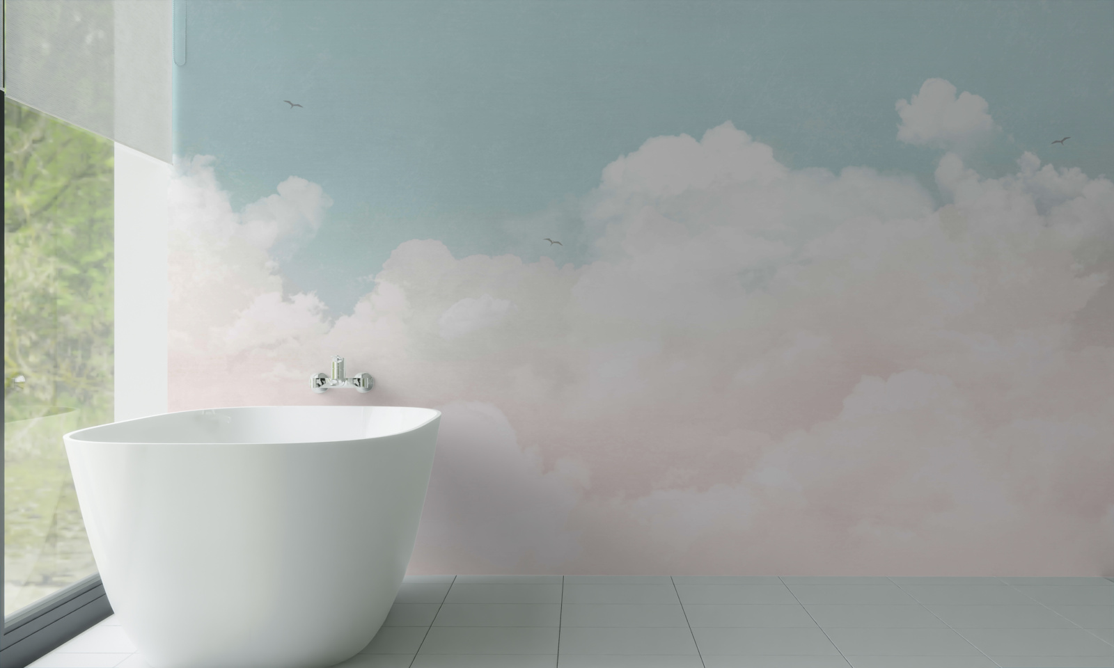 Fotobehang dikke melkachtige wolken