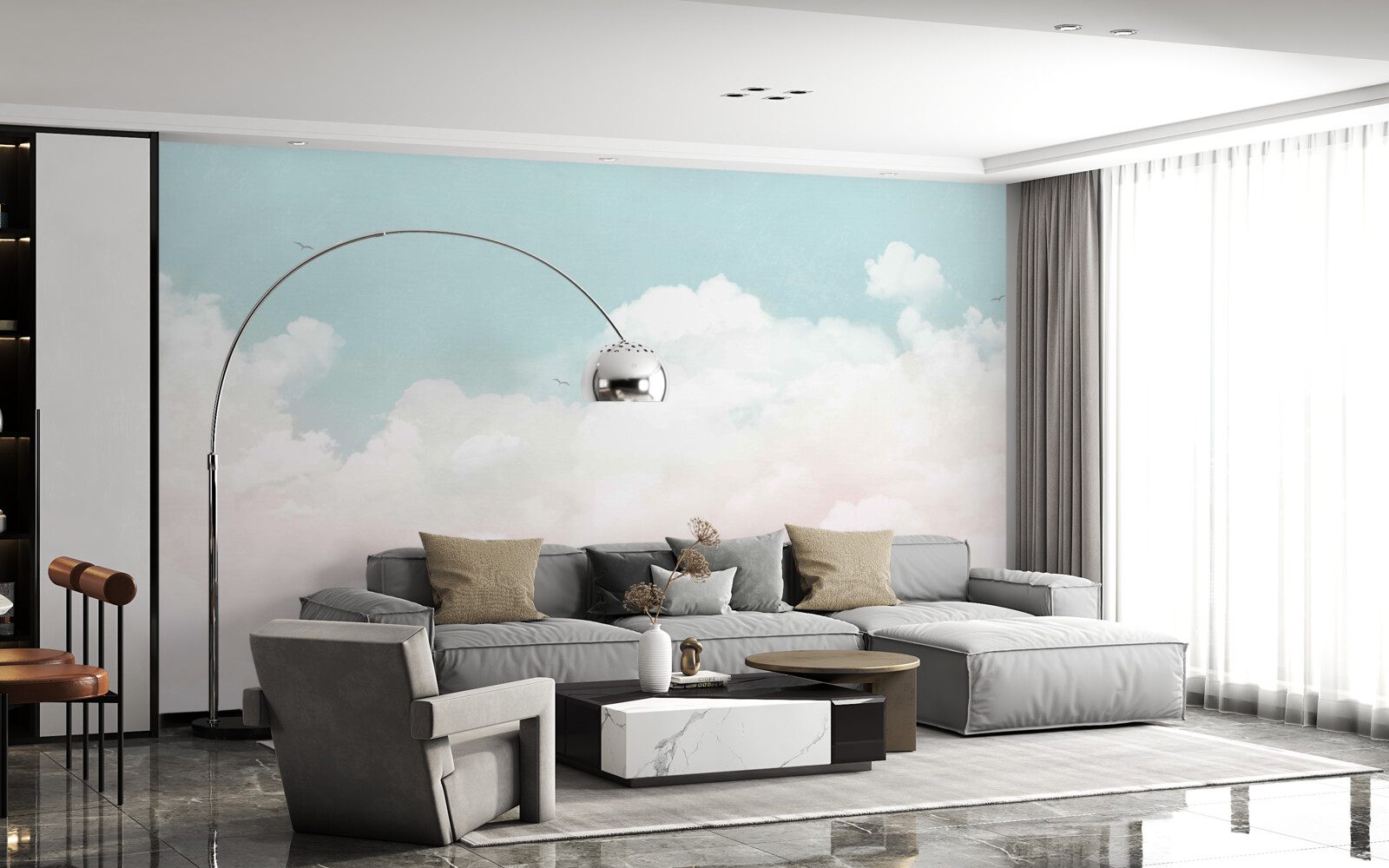 Fotobehang dikke melkachtige wolken