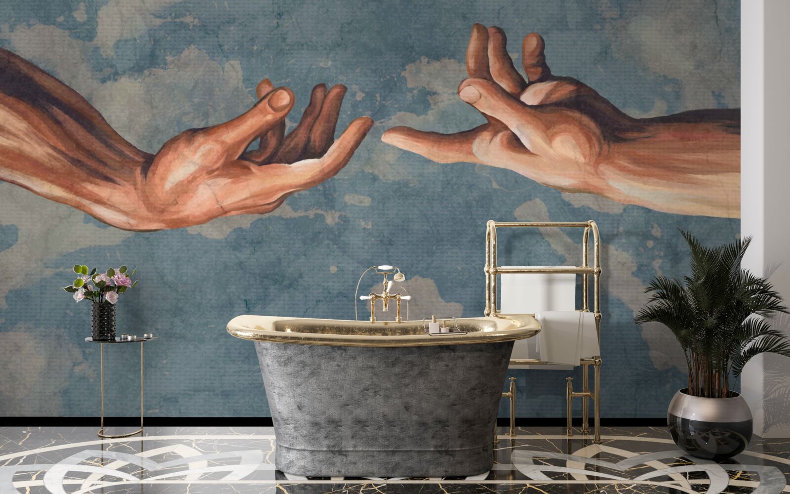 Fotobehang handen die elkaar de hand reiken