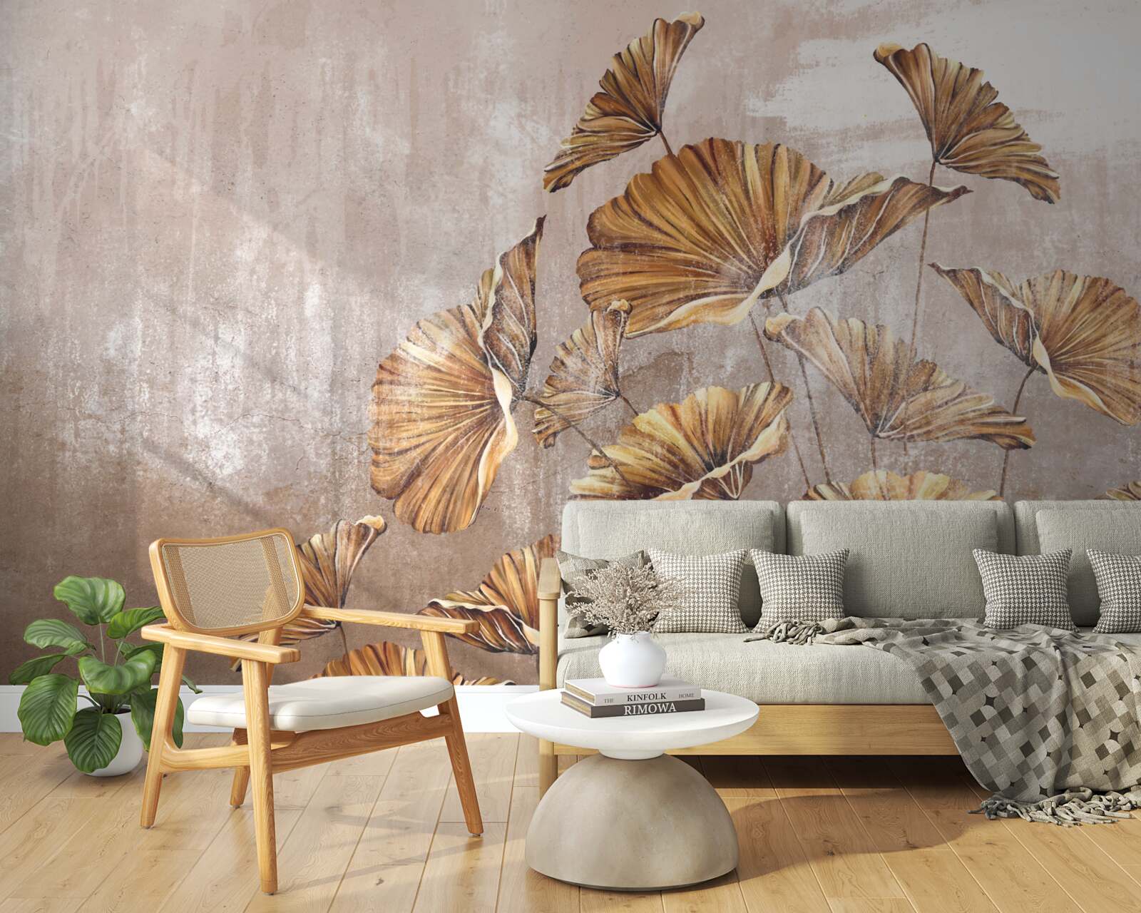 Fotobehang herfstbloemen in de regen