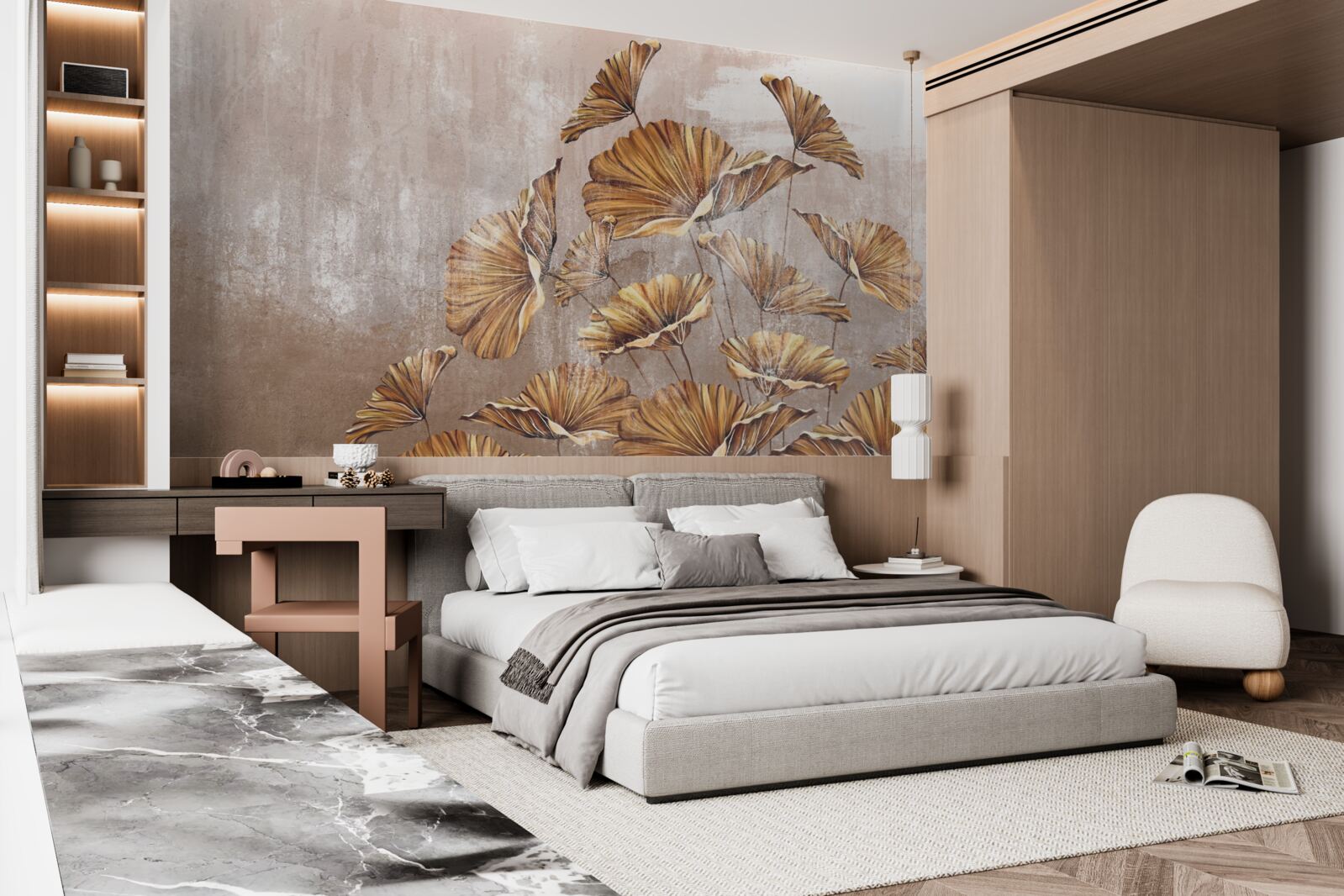 Fotobehang herfstbloemen in de regen