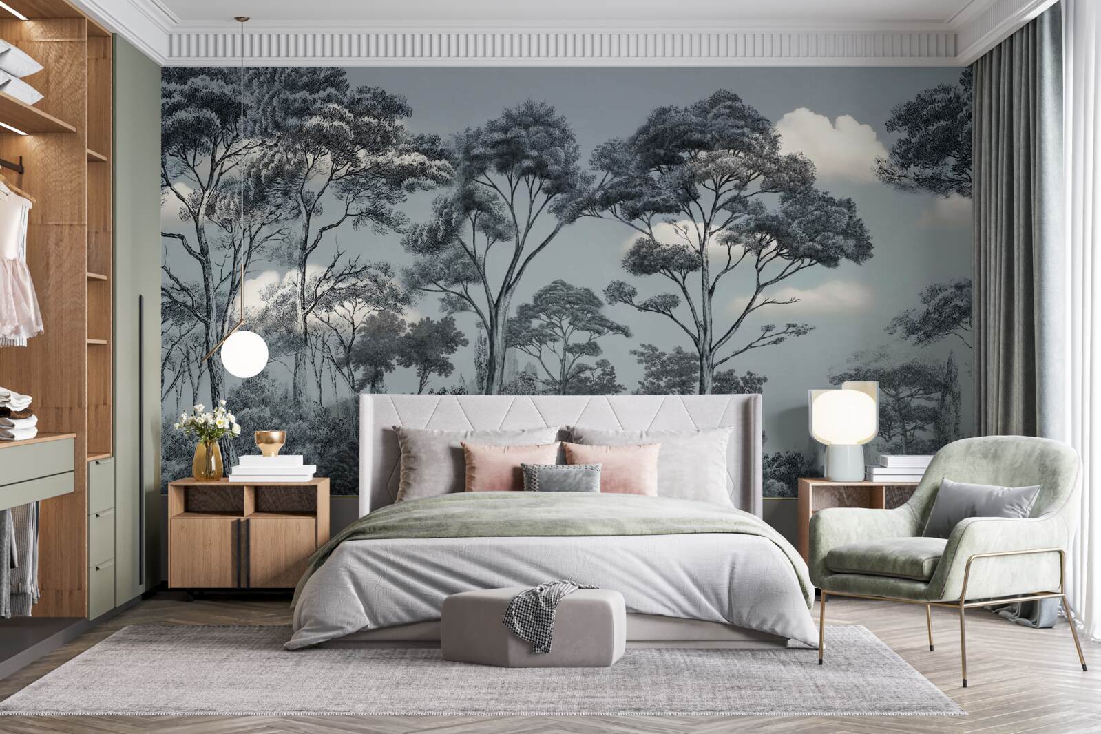 Fotobehang het bos stort zich in de komende nacht