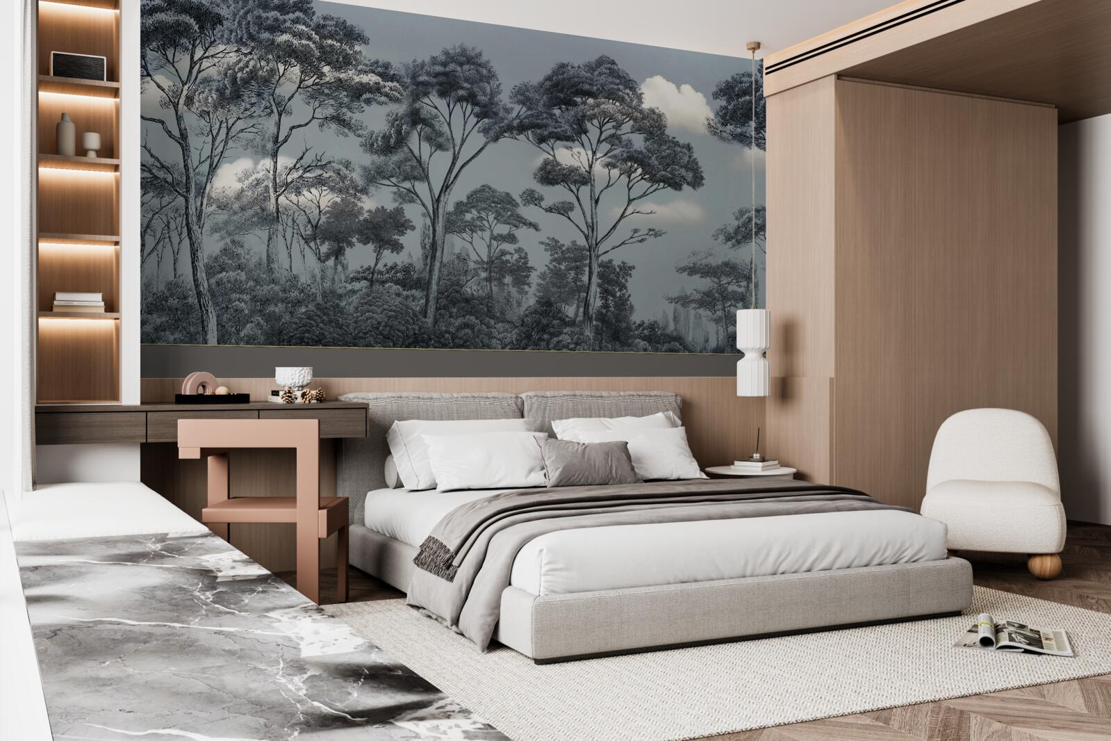 Fotobehang het bos stort zich in de komende nacht