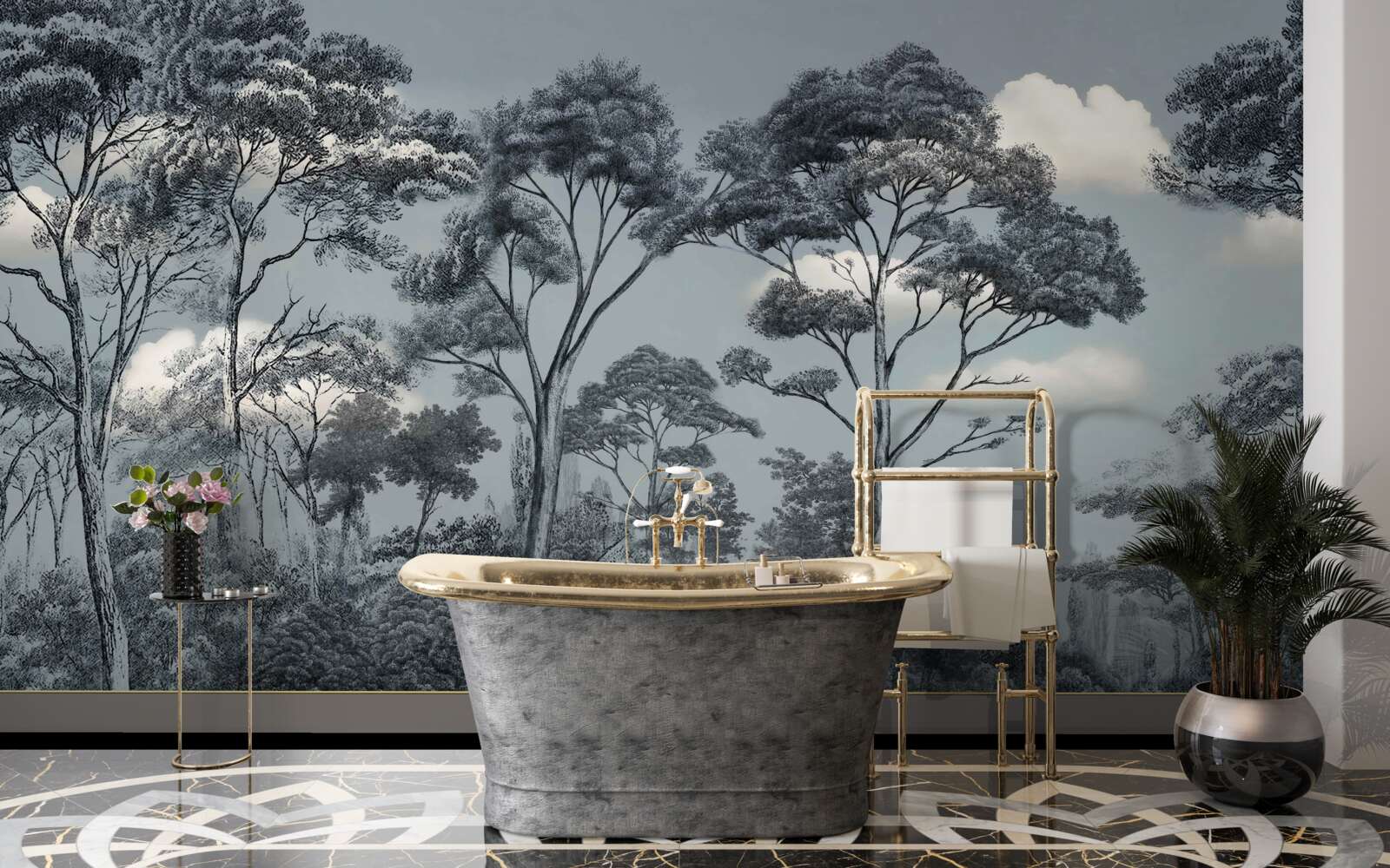 Fotobehang het bos stort zich in de komende nacht