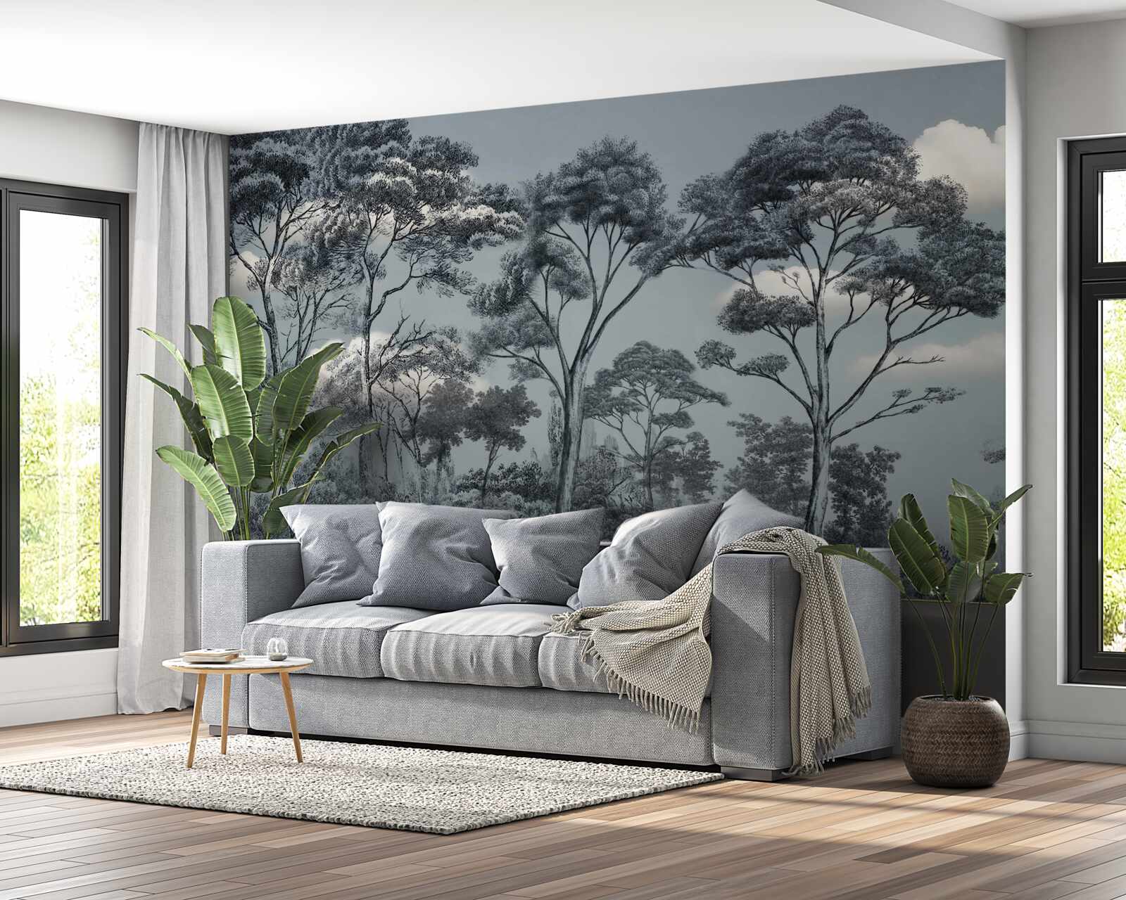 Fotobehang het bos stort zich in de komende nacht