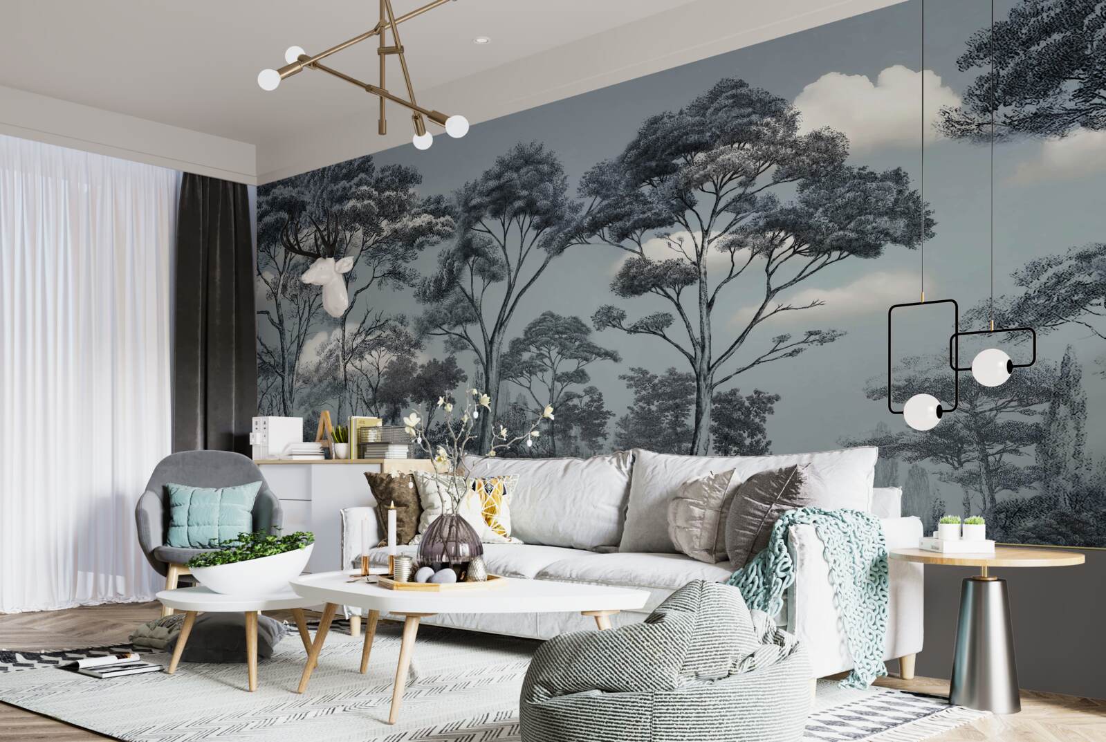 Fotobehang het bos stort zich in de komende nacht