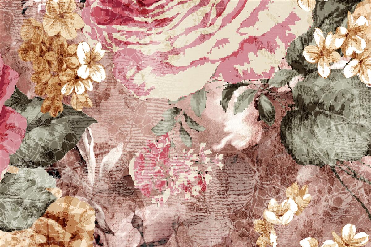 Fotobehang overvloed aan bloemen en planten is een abstractie