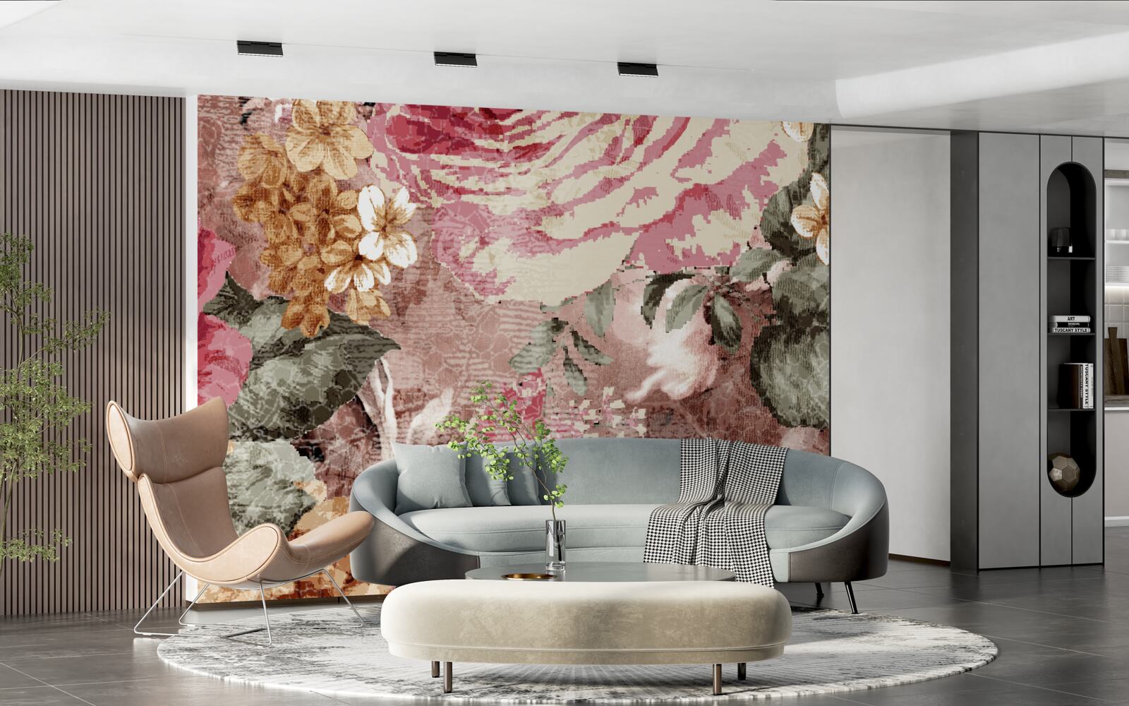 Fotobehang overvloed aan bloemen en planten is een abstractie