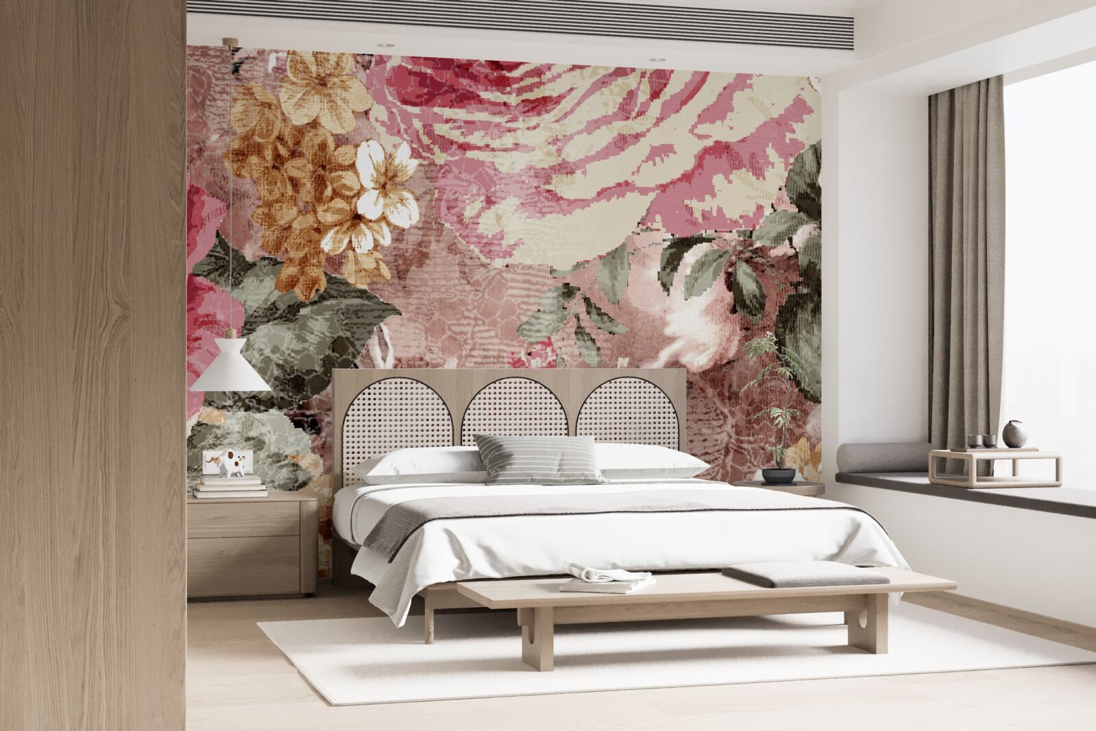 Fotobehang overvloed aan bloemen en planten is een abstractie