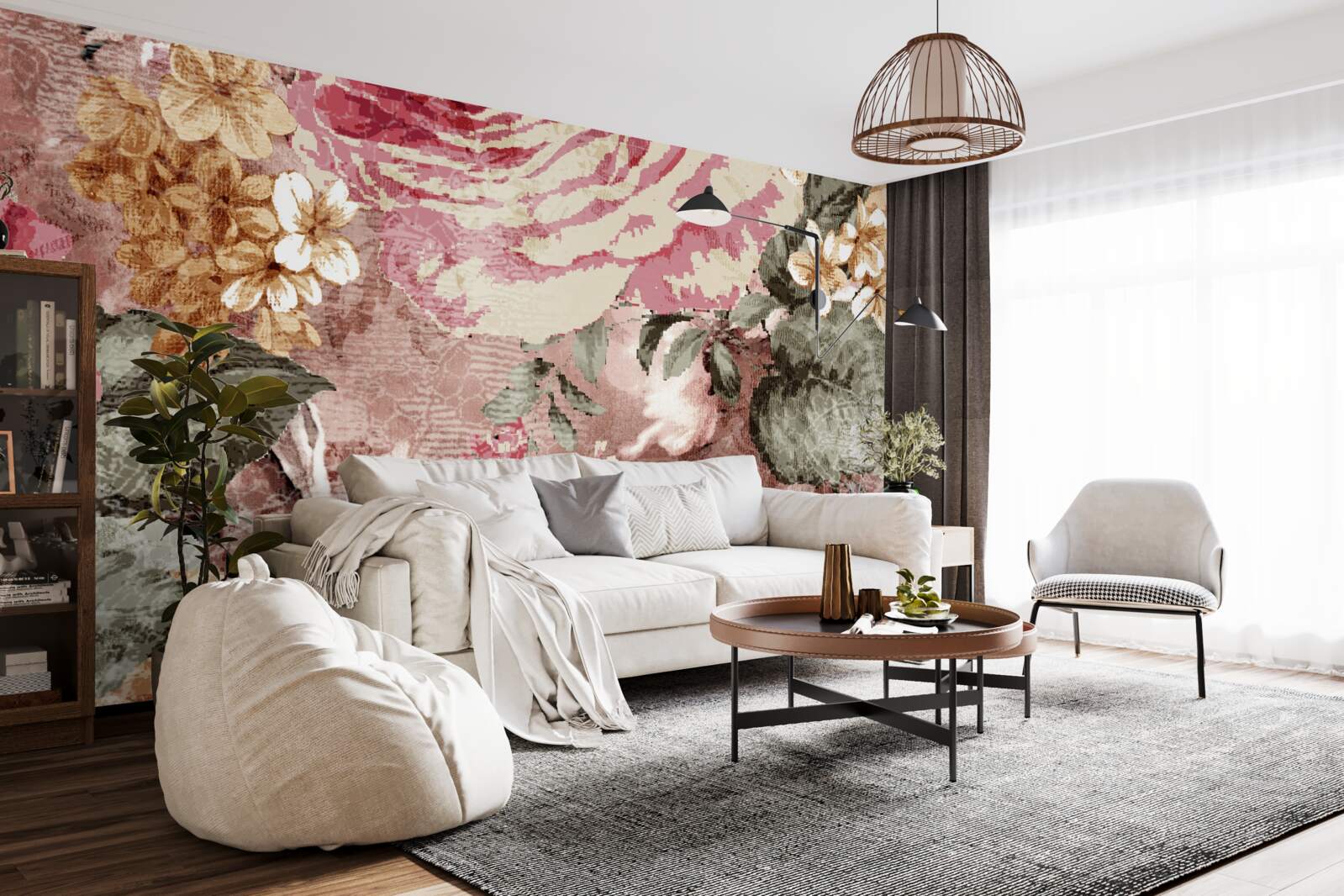 Fotobehang overvloed aan bloemen en planten is een abstractie