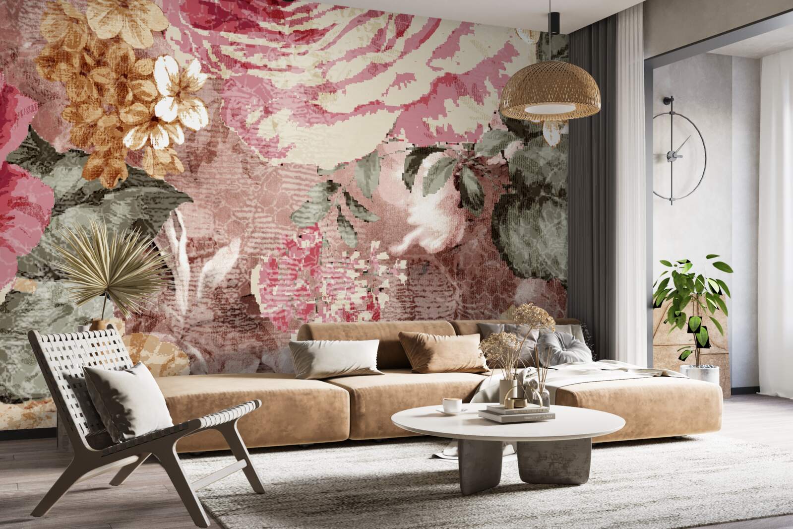 Fotobehang overvloed aan bloemen en planten is een abstractie