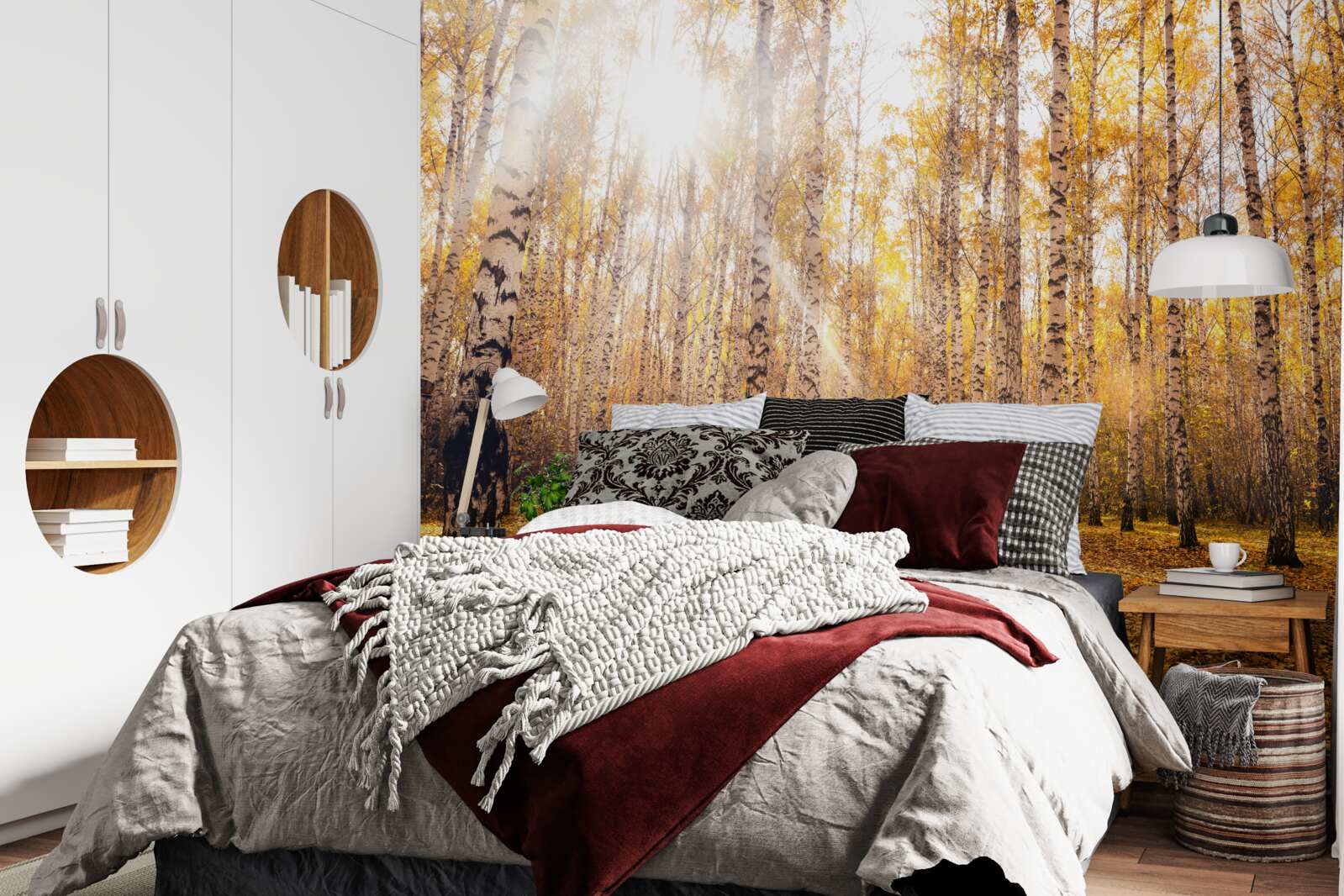 Fotobehang flitste in de dageraad van een herfstbosje