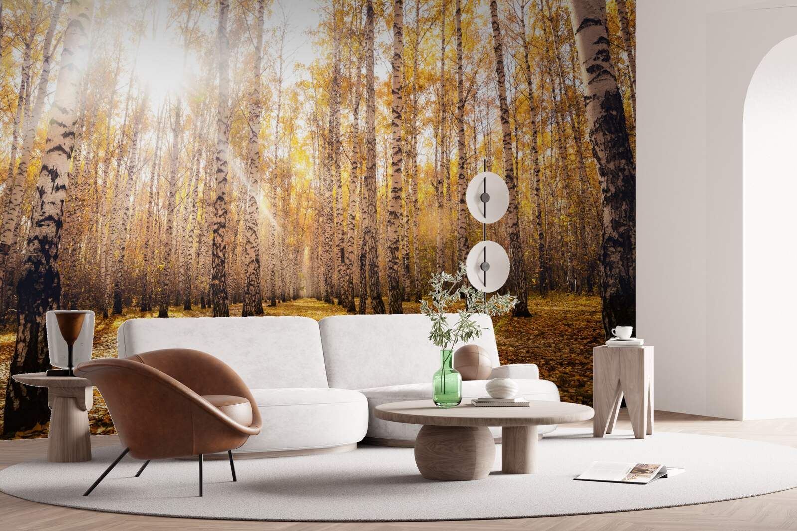 Fotobehang flitste in de dageraad van een herfstbosje