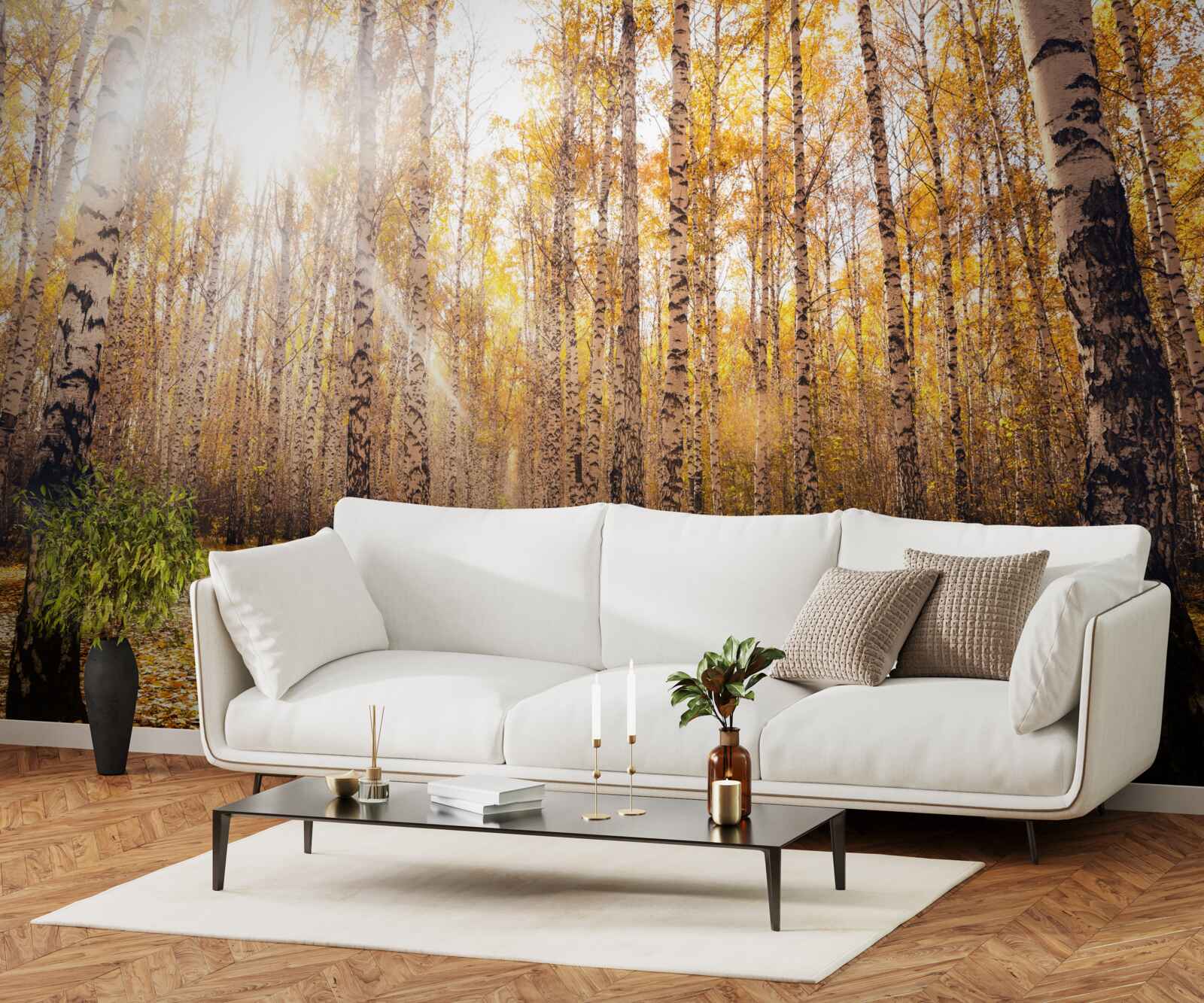 Fotobehang flitste in de dageraad van een herfstbosje